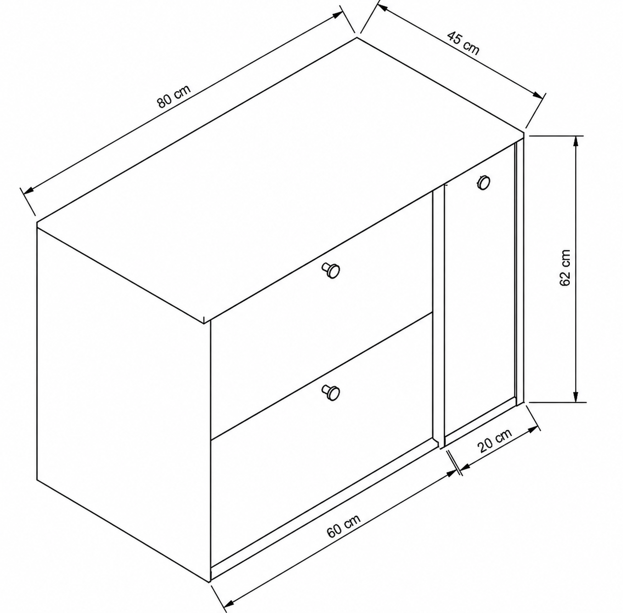 Waschtischunterschrank 80 cm mit Regal, glatte Fronten Belino - Kaschmir