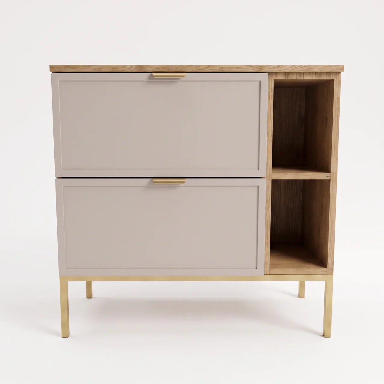 Waschtischunterschrank mit Regal 80 cm auf einem Metallgestell Roma - Kaschmir/Eiche Cremona