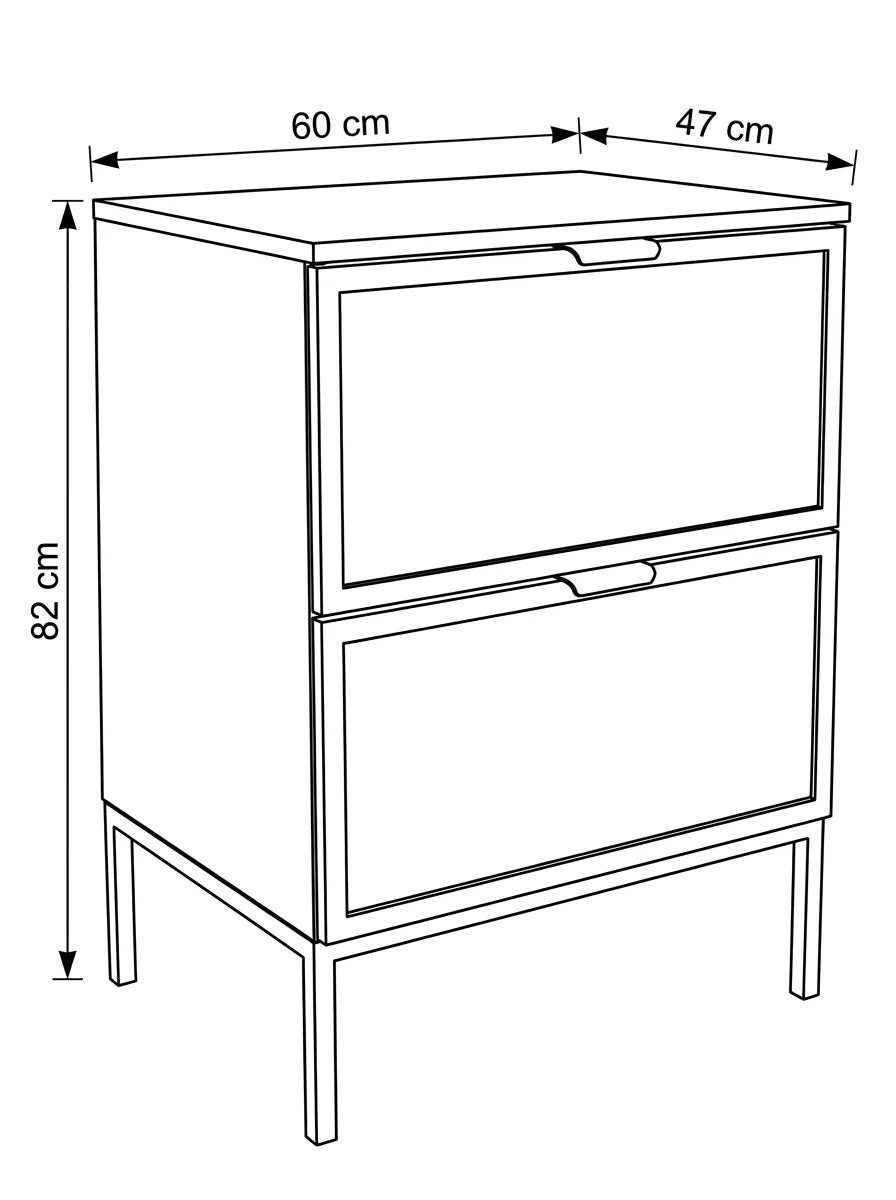 Waschtischunterschrank 60 cm auf einem Metallgestell Roma - Weiß/Eiche Cremona