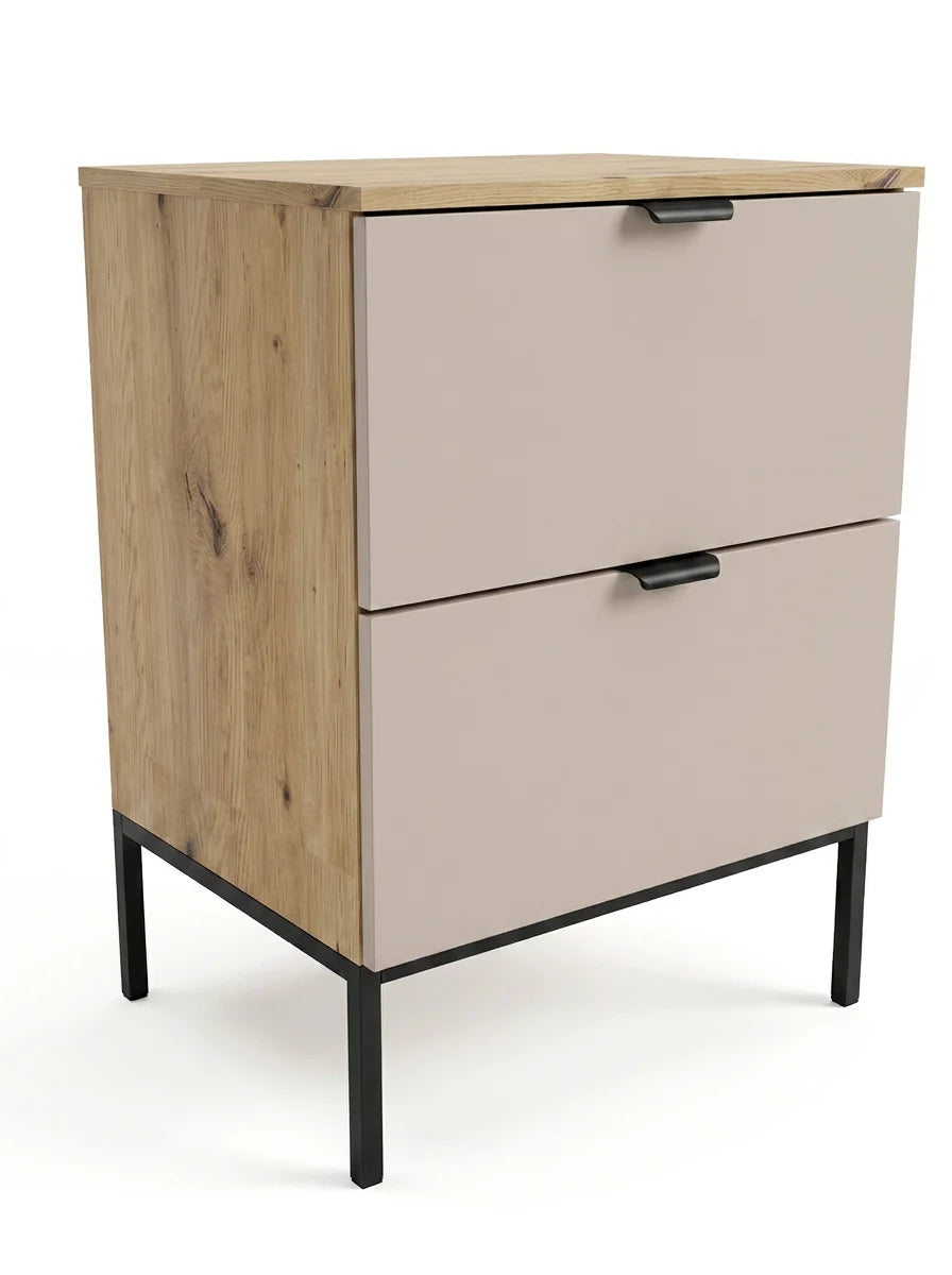 Waschtischunterschrank 60 cm auf einem Metallgestell Orio - Kaschmir/Eiche artisan