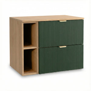 Waschtischunterschrank 80 cm mit Regal Willy - Salbei/Walnuss