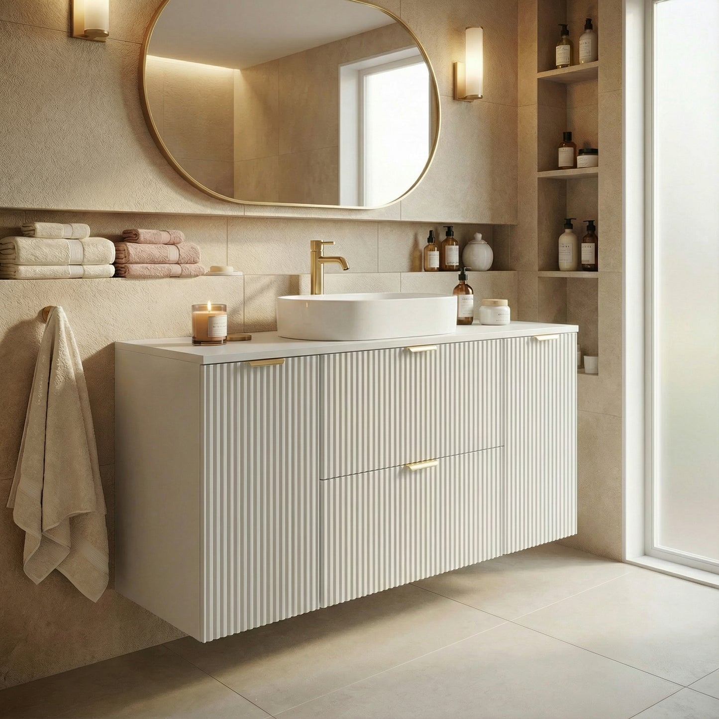 Waschtischunterschrank 120 cm mit 2 Türen und 2 Schubladen Willy - Weiß