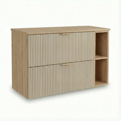 Waschtischunterschrank 100 cm Willy - Kaschmir, Regal und Walnussplatte