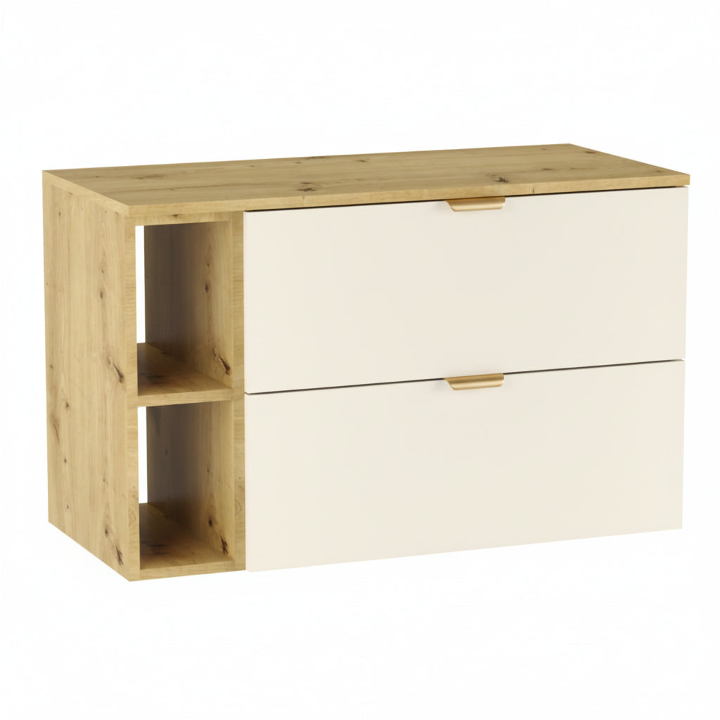 Waschtischunterschrank mit Regal 100 cm Orio - Kaschmir/Eiche artisan