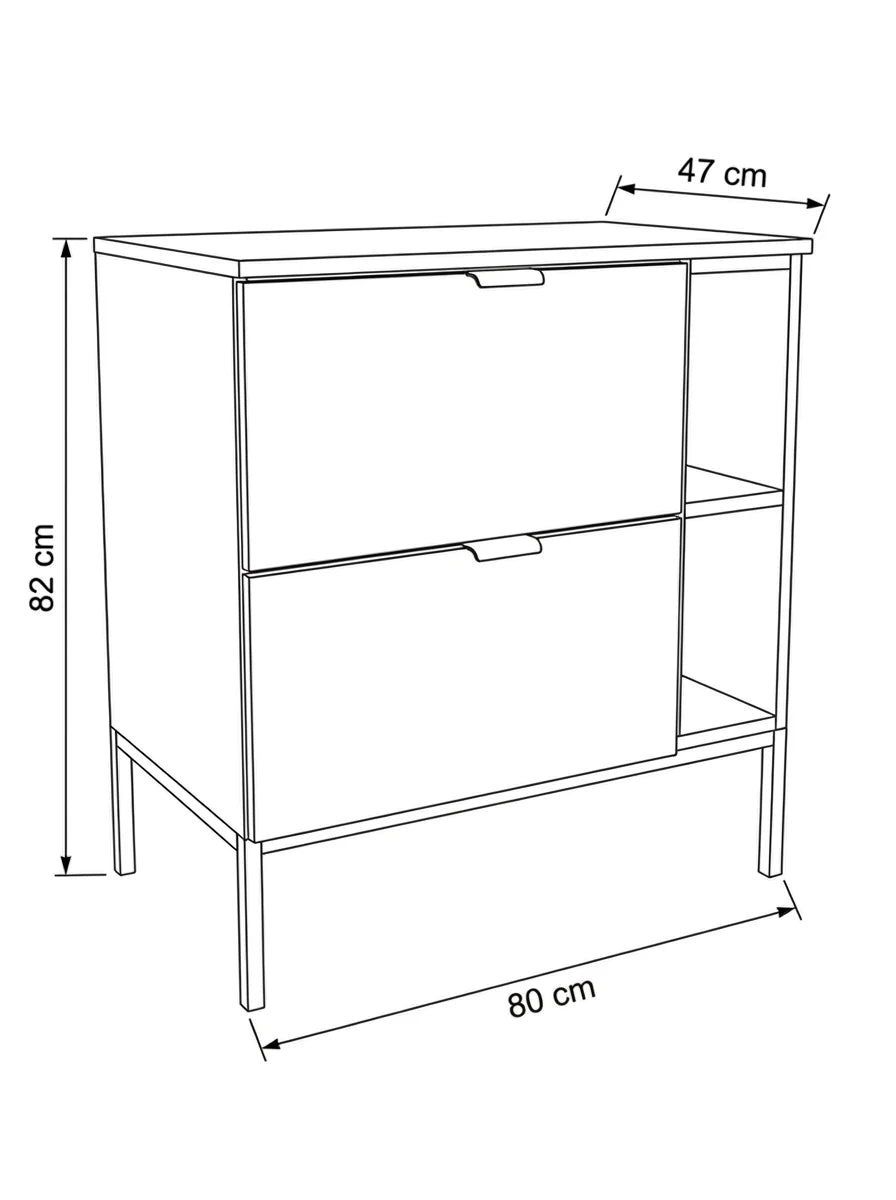 Waschtischunterschrank mit Regal 80 cm auf einem Metallgestell Orio - Kaschmir/Eiche artisan