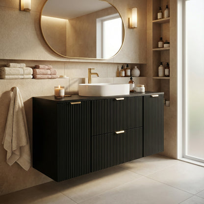 Waschtischunterschrank 120 cm mit 2 Türen und 2 Schubladen Willy - Schwarz