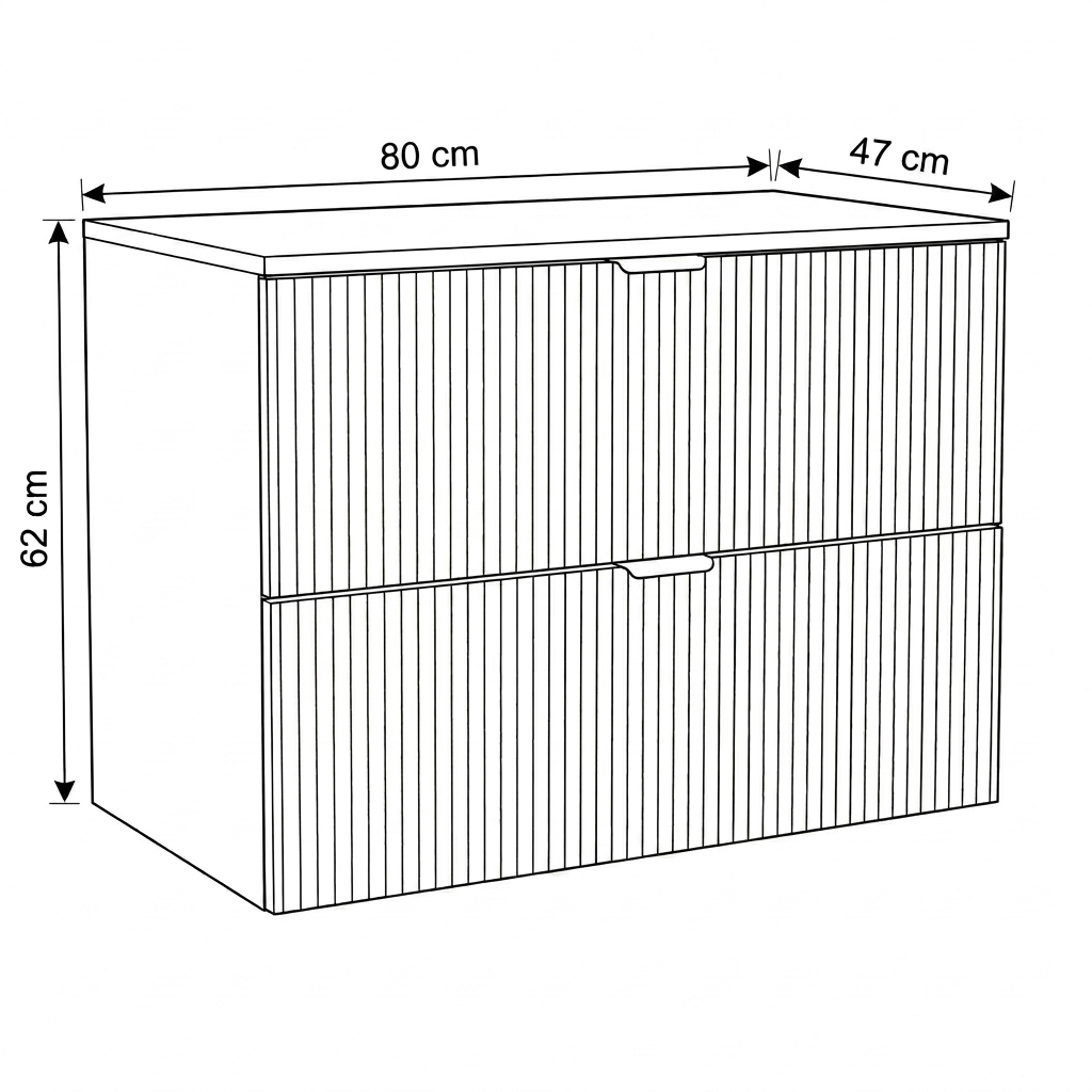 Waschtischunterschrank mit 2 Schubladen 80 cm Willy - Eiche Cremona