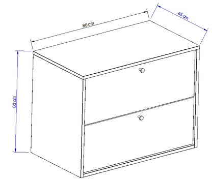 Waschtischunterschrank 80 cm, glatte Fronten Belino - Eiche Cremona
