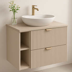 Waschtischunterschrank 80 cm mit Regal Willy - Kaschmir