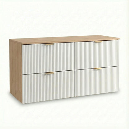 Waschtischunterschrank 120 cm Willy - Weiß/Walnuss