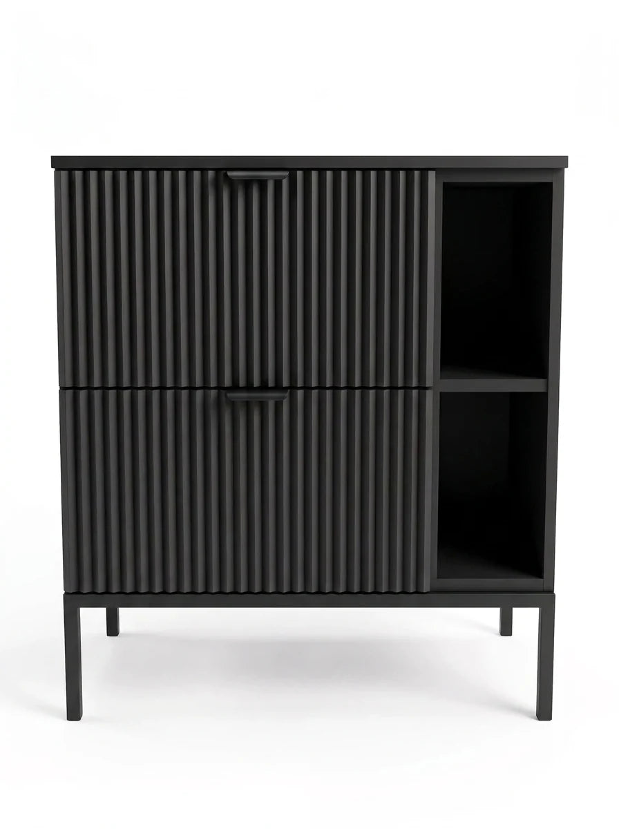 Waschtischunterschrank mit Regal 80 cm auf einem Metallgestell Willy - Schwarz
