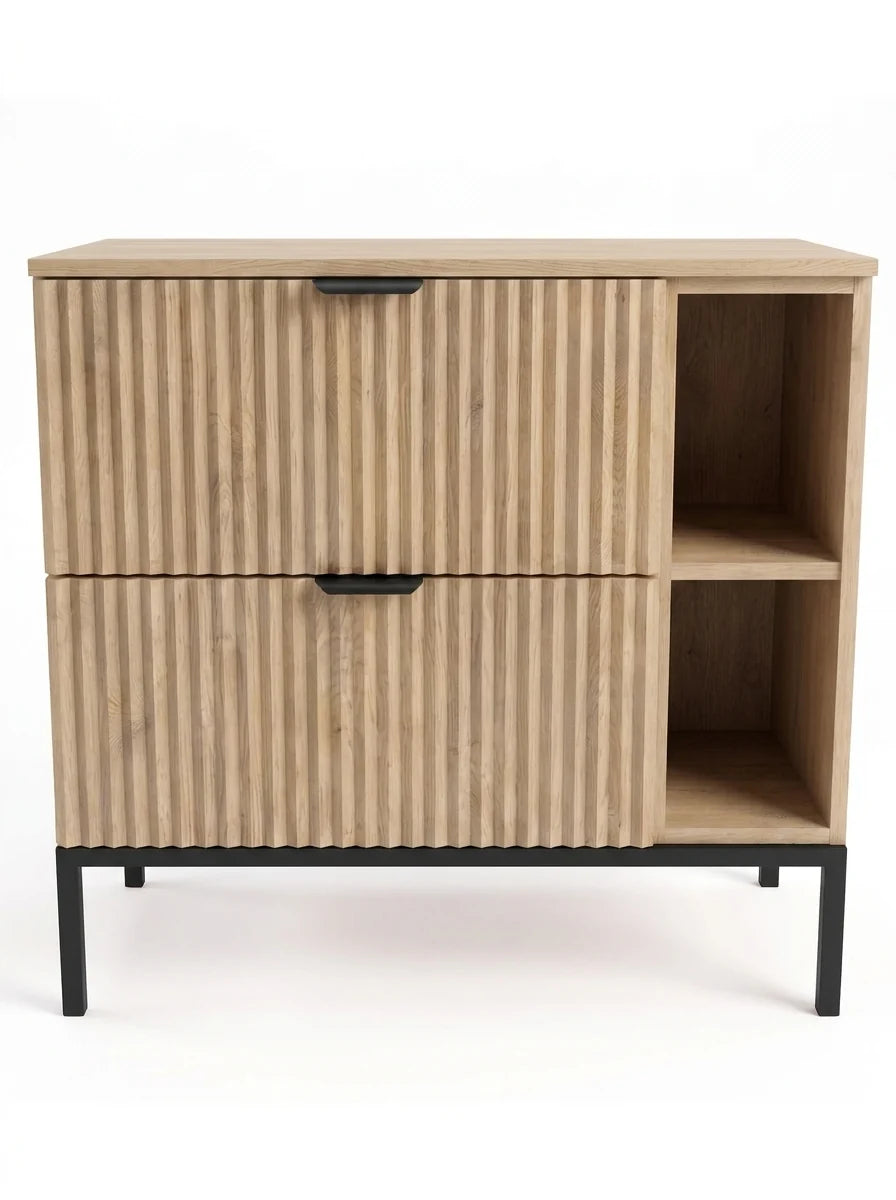 Waschtischunterschrank mit Regal 80 cm auf einem Metallgestell Willy - Eiche Cremona