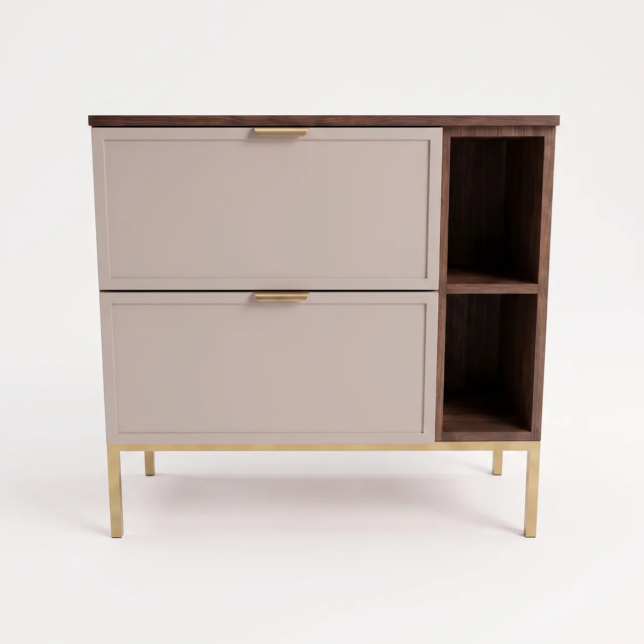 Waschtischunterschrank mit Regal 80 cm auf einem Metallgestell Roma - Kaschmir/Walnuss Dunkel