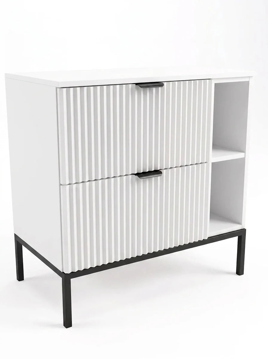 Waschtischunterschrank mit Regal 80 cm auf einem Metallgestell Willy - Weiß