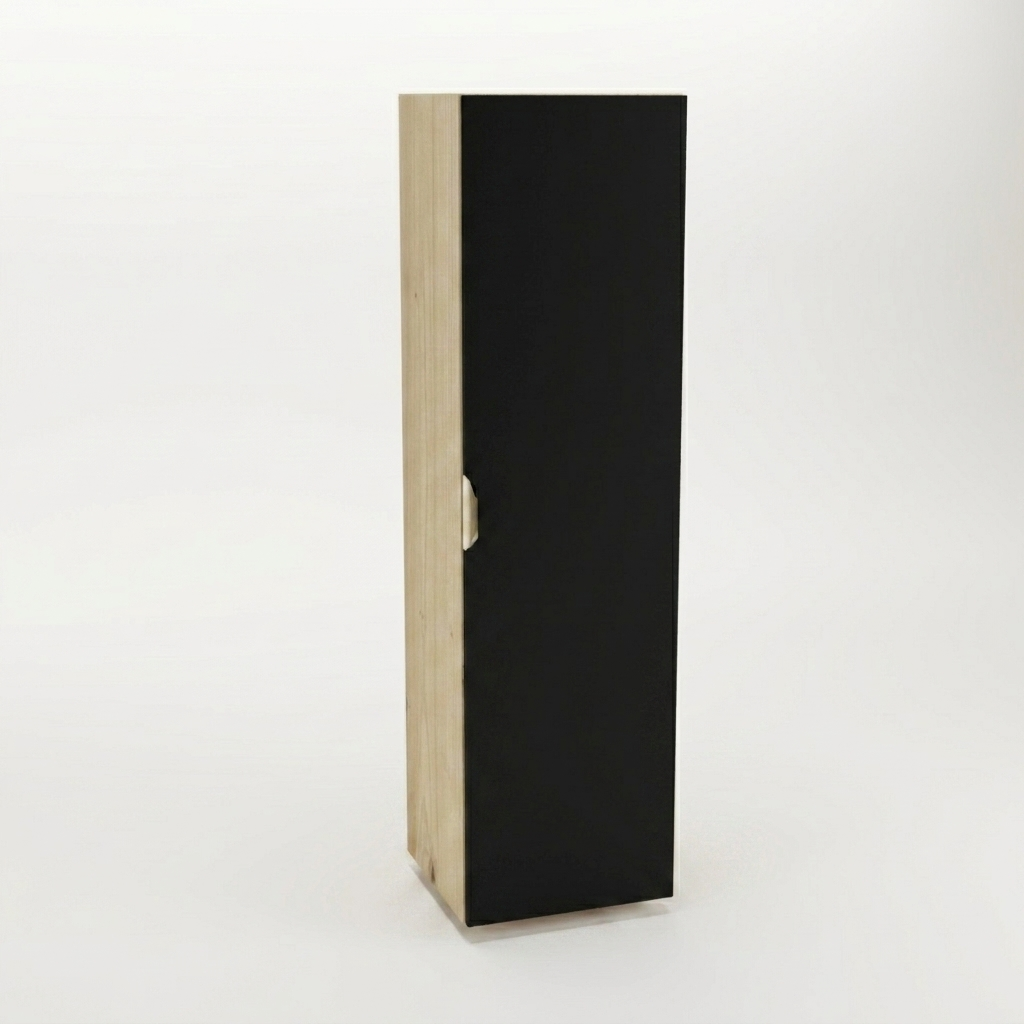 Bad Hochschrank Orio 120 cm – 1 Tür, 4 Regale, goldfarbene Metallgriffe, feuchtigkeitsbeständige laminierte Platte, elegantes, minimalistisches Design, ideal für kleine und mittelgroße Badezimmer.