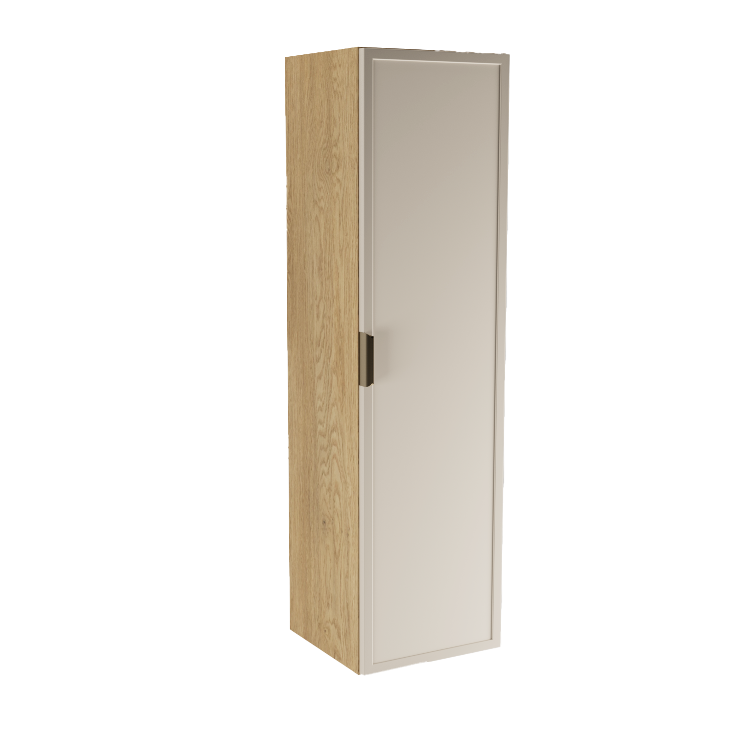 Bad Hochschrank 120 cm Kaschmir Eiche Cremona Roma Badezimmer Schrank mit Einlegeböden MDF modern funktional