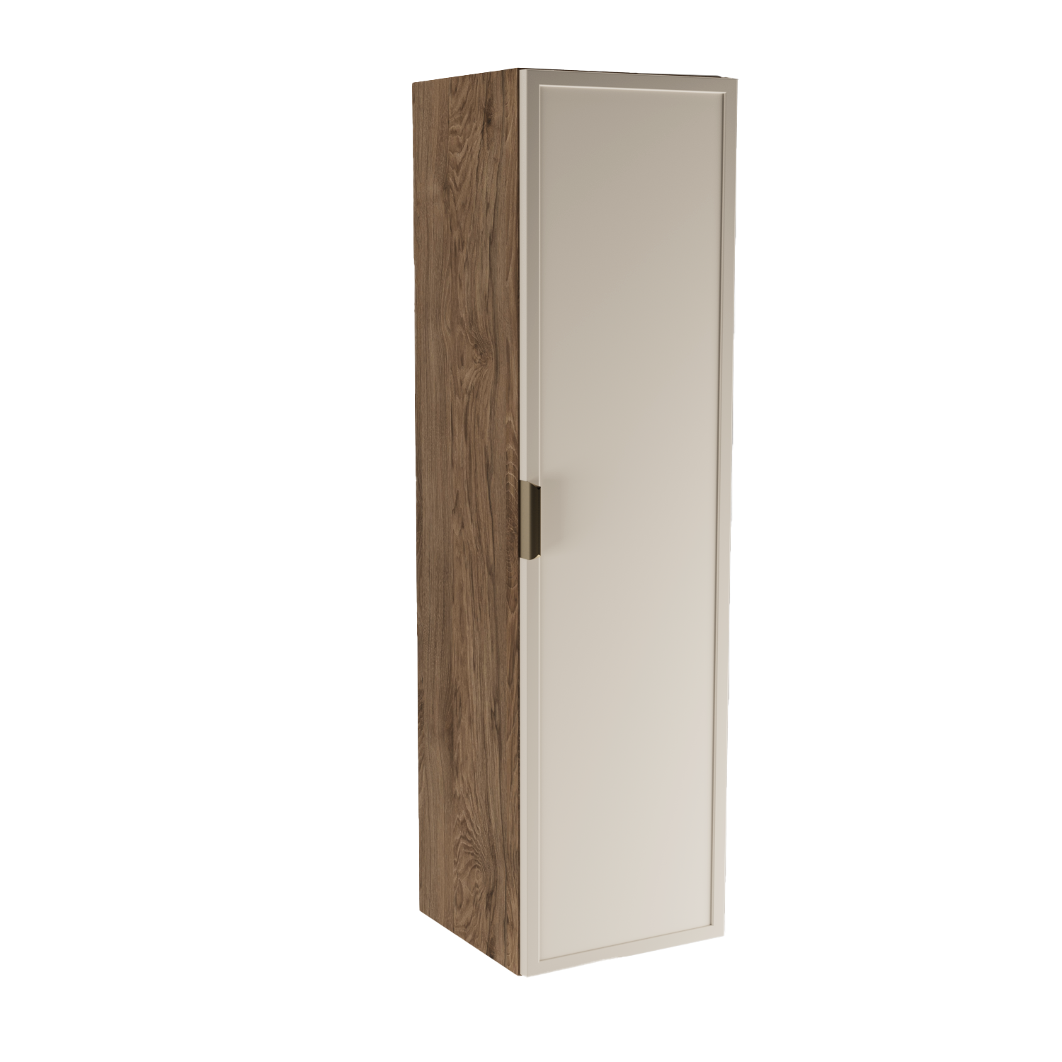 Bad Hochschrank 120 cm Kaschmir Walnuss Dunkel Roma Badezimmer Schrank mit Einlegeböden MDF modern Kontrast