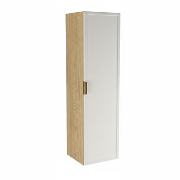 Bad Hochschrank 120 cm Weiß Eiche Cremona Roma Badezimmer Schrank mit Einlegeböden MDF modern funktional