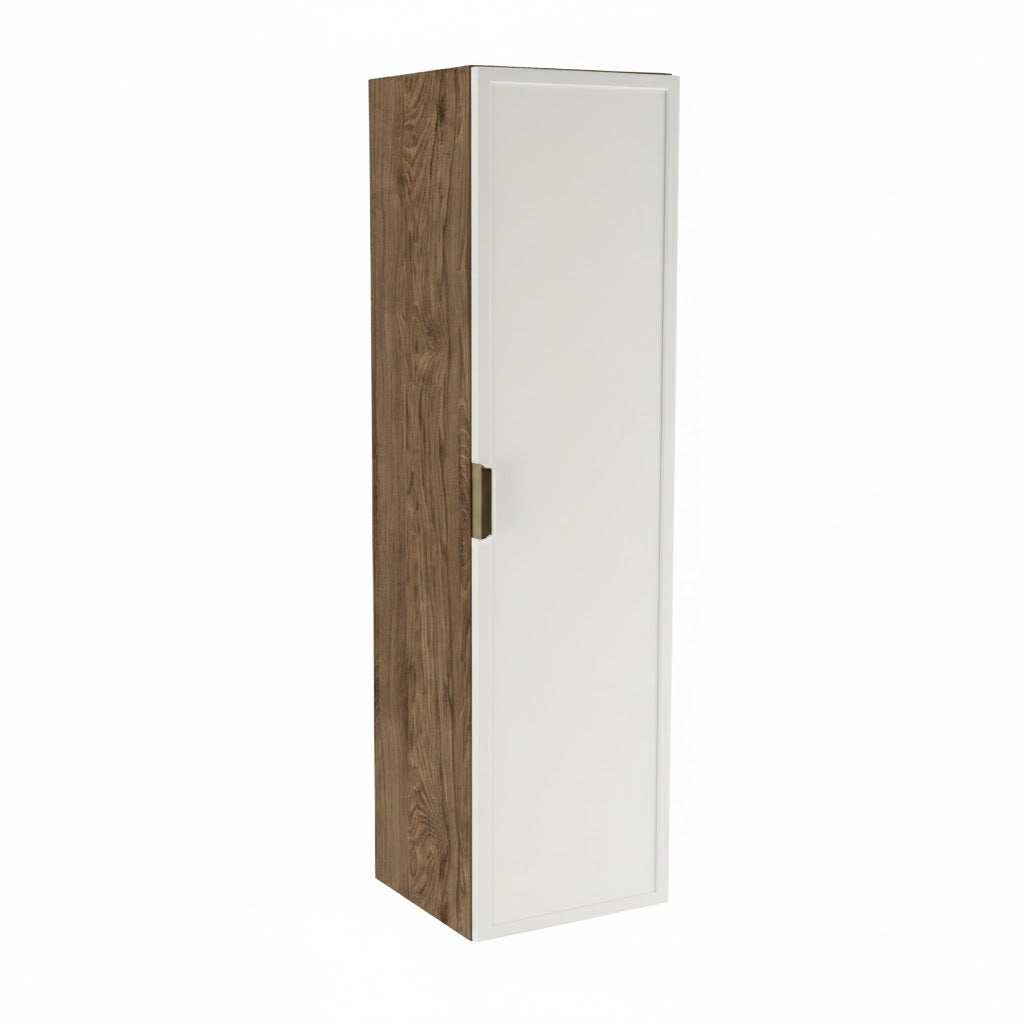 Bad Hochschrank 120 cm Weiß Walnuss Dunkel Roma Badezimmer Schrank mit Einlegeböden MDF modern Kontrast