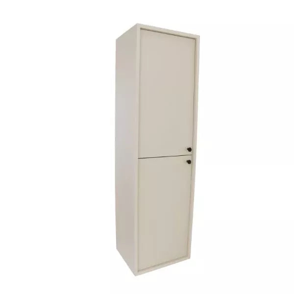 Belino Bad Hochschrank 120 cm in Kaschmir matt mit 2 Türen und Einlegeböden für stilvolles und praktisches Badezimmer.