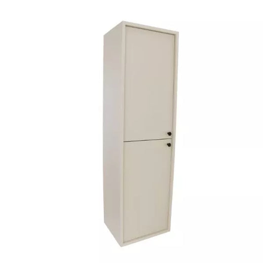Belino Bad Hochschrank 120 cm in Kaschmir matt mit 2 Türen und Einlegeböden für stilvolles und praktisches Badezimmer.