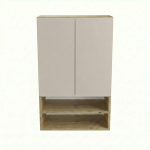 Badezimmer Hängeschrank Orio 60 cm Kaschmir und Eiche Artisan über Geberit-Spülkasten, zwei Einlegeböden, modernes Design.