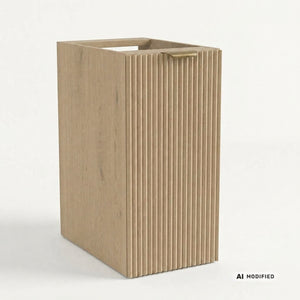 Badezimmerschrank Willy 30 cm mit 1 Tür, geriffelter MDF-Front und Einlegeboden in Eiche Cremona