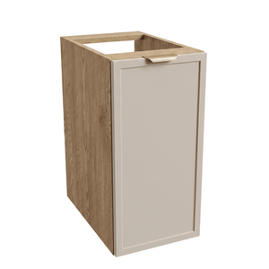 Badezimmerschrank Roma 30 cm Kaschmir / Eiche Cremona – moderner Badschrank mit Tür und natürlicher Holzoptik