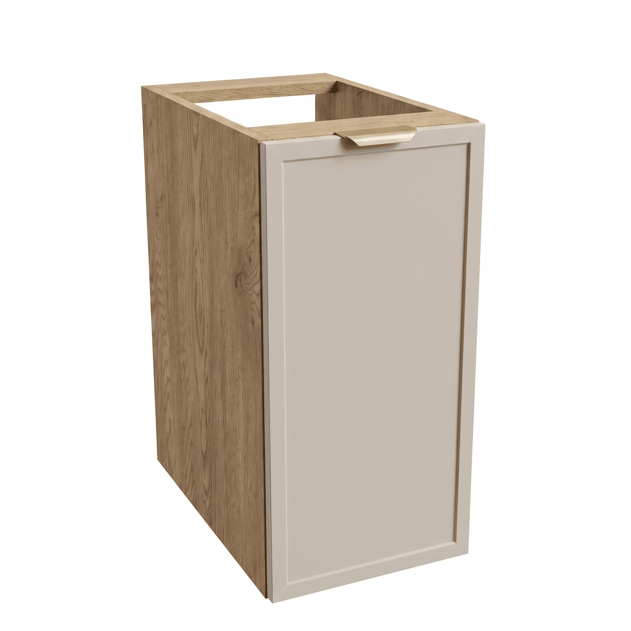 Badezimmerschrank Roma 30 cm Kaschmir / Eiche Cremona – moderner Badschrank mit Tür und natürlicher Holzoptik