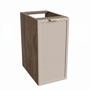 Badezimmerschrank Roma 30 cm Kaschmir / Walnuss Dunkel – eleganter Badschrank mit Tür und dunkler Holzoptik