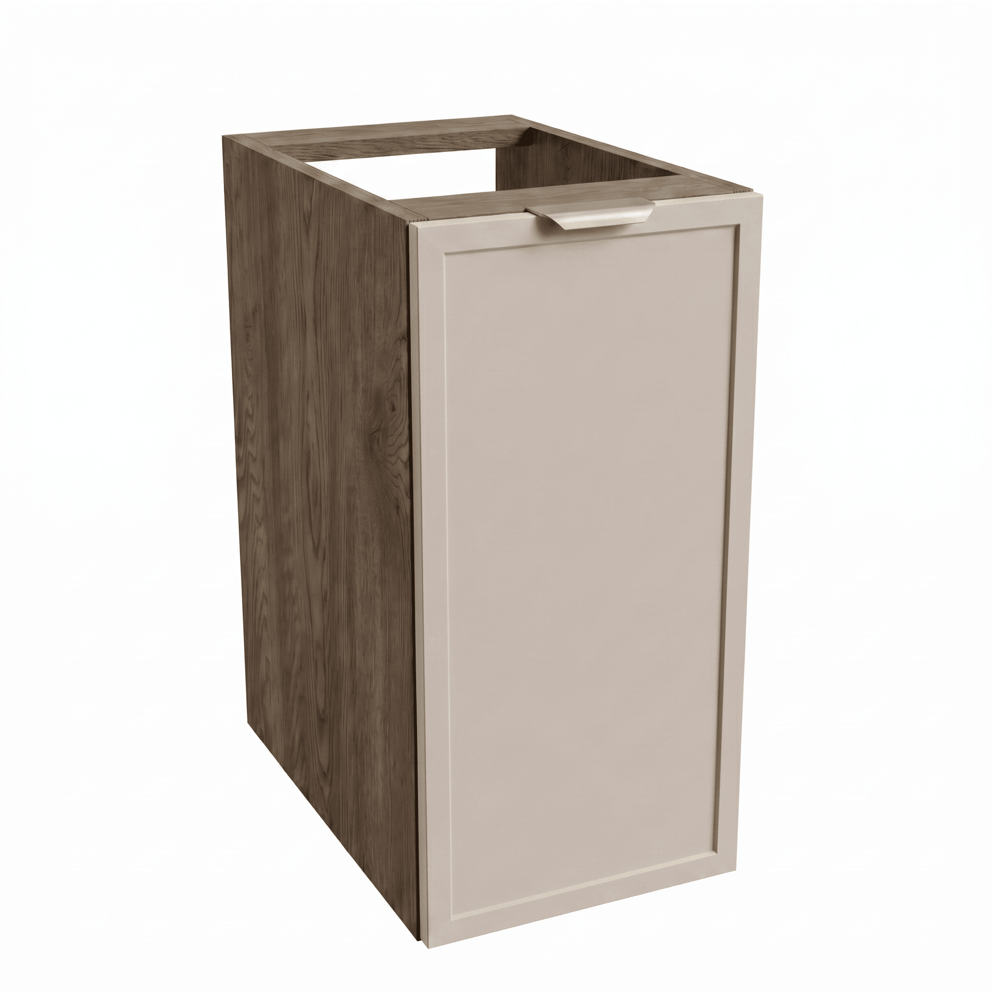 Badezimmerschrank Roma 30 cm Kaschmir / Walnuss Dunkel – eleganter Badschrank mit Tür und dunkler Holzoptik
