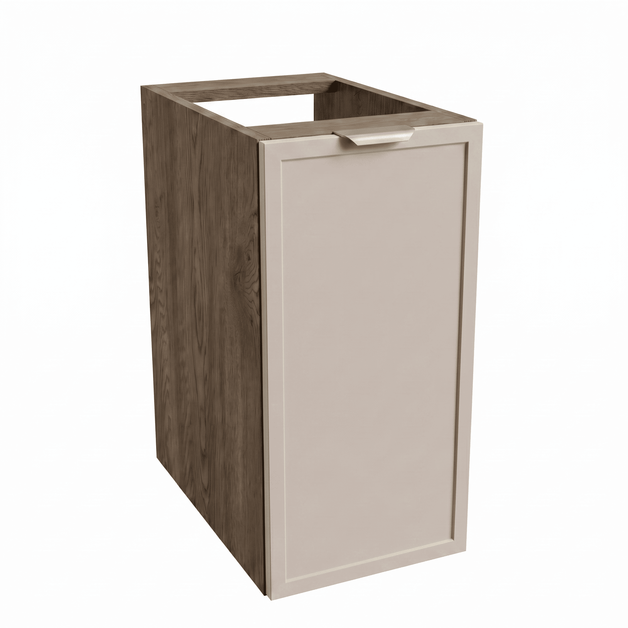 Badezimmerschrank Roma 30 cm Kaschmir / Walnuss Dunkel – eleganter Badschrank mit Tür und dunkler Holzoptik