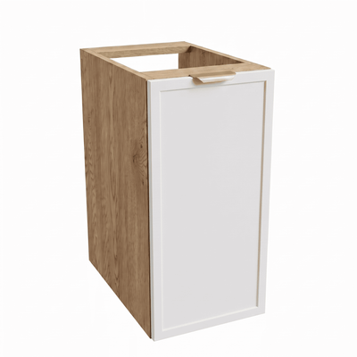 Badezimmerschrank 30 cm mit 1 Tür, Fronten mit Rahmen Roma - Weiß/Eiche Cremona