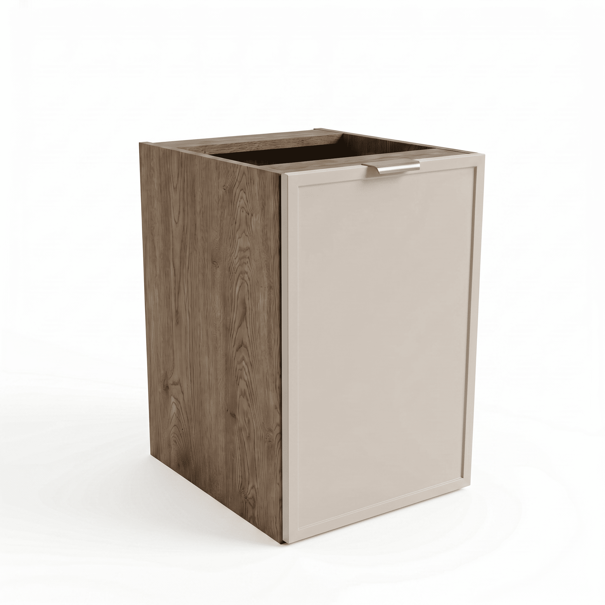 Badezimmerschrank Roma 40 cm Kaschmir / Walnuss Dunkel mit Wäschekorb – eleganter Badschrank mit dunkler Holzoptik