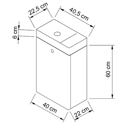 Waschtischunterschrank 40 cm mit Waschbecken Belino - Walnuss Dunkel