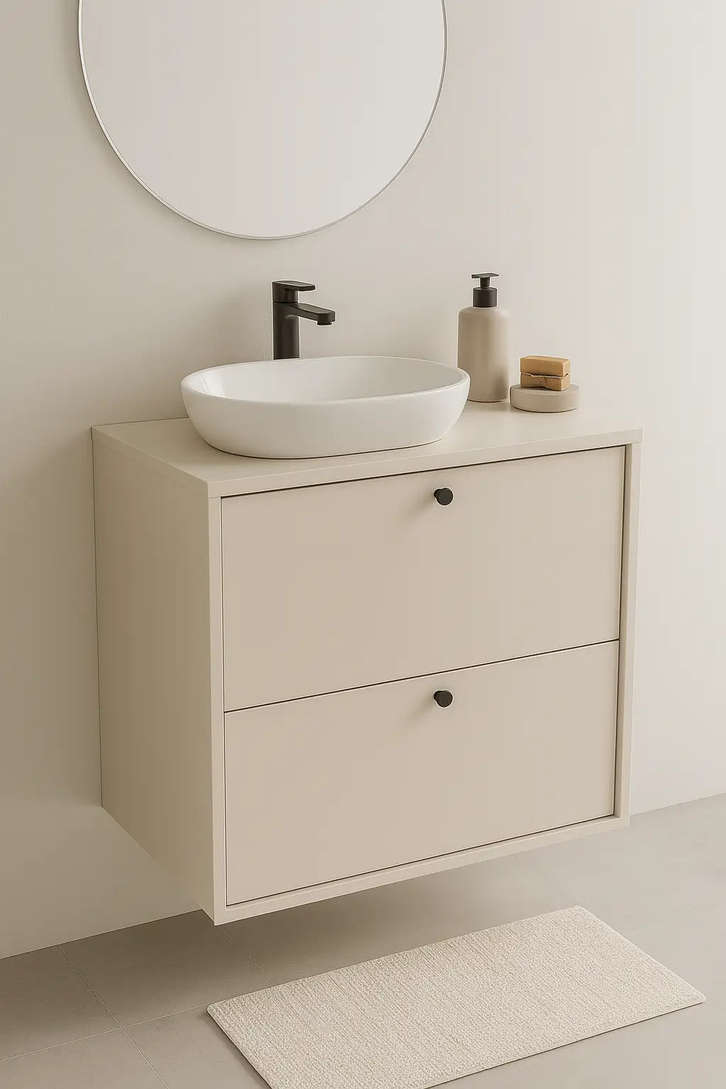 Waschtischunterschrank 60 cm, glatte Fronten Belino - Kaschmir