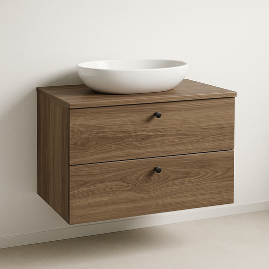 Waschtischunterschrank 80 cm mit Schubladen Walnuss Dunkel
