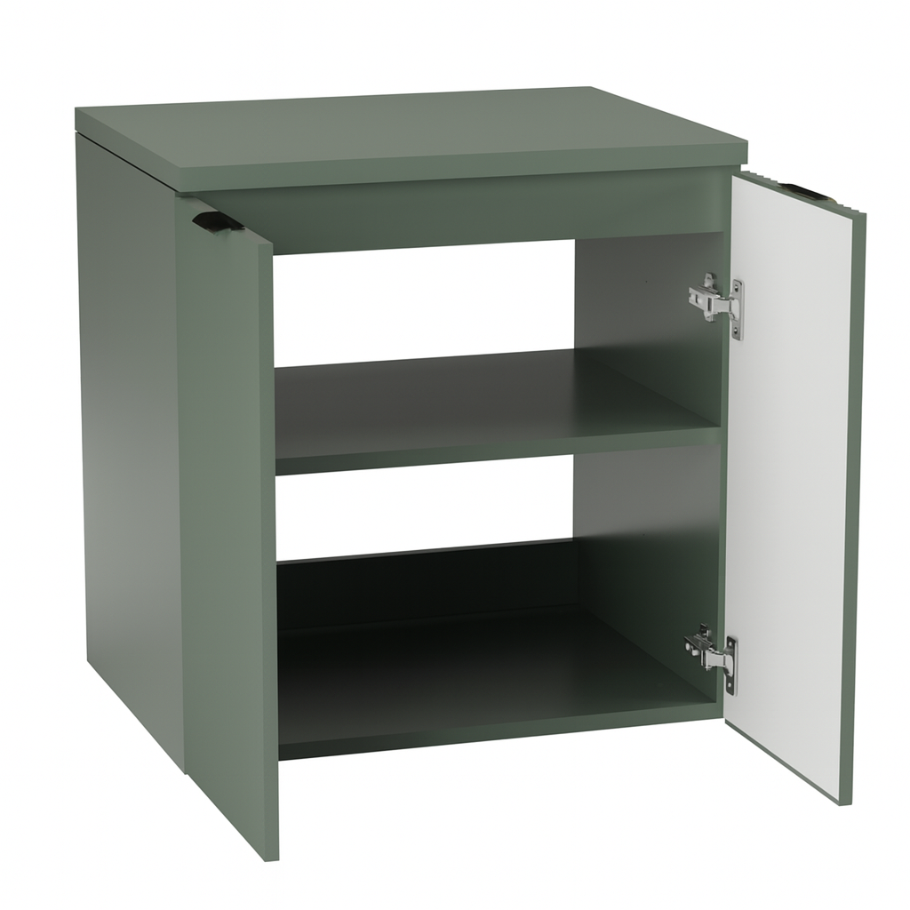 Waschtischunterschrank 60 cm mit Waschbecken, mit Türen Willy - Salbei