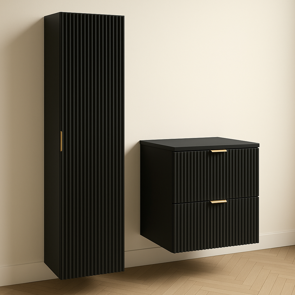 Bad Hochschrank 120 cm Willy - Schwarz