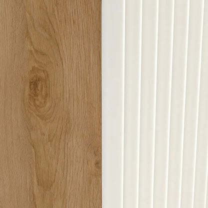 Badezimmerschrank 40 cm mit Wäschekorb Willy - Weiß/Walnuss