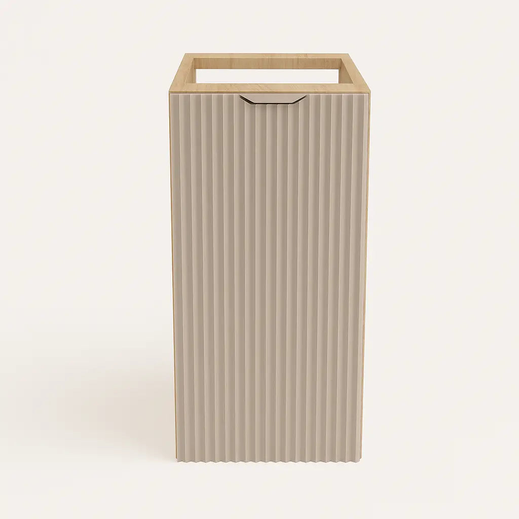 Badezimmerschrank 30 cm, geriffelte Fronten, 1 Tür Willy - Kaschmir/Walnuss