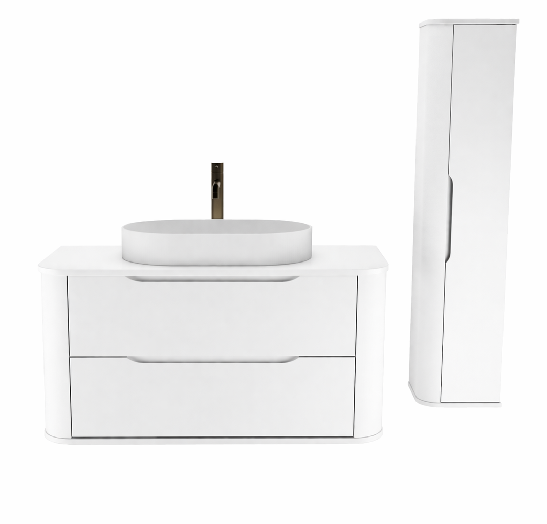 Set aus Waschtischunterschrank und Bad Hochschrank