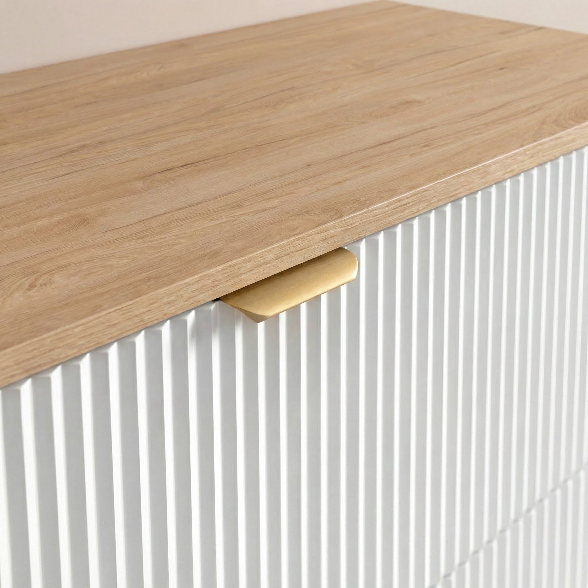 Waschtischunterschrank 140 cm mit 2 Türen und 2 Schubladen Willy - Weiß, Walnussplatte