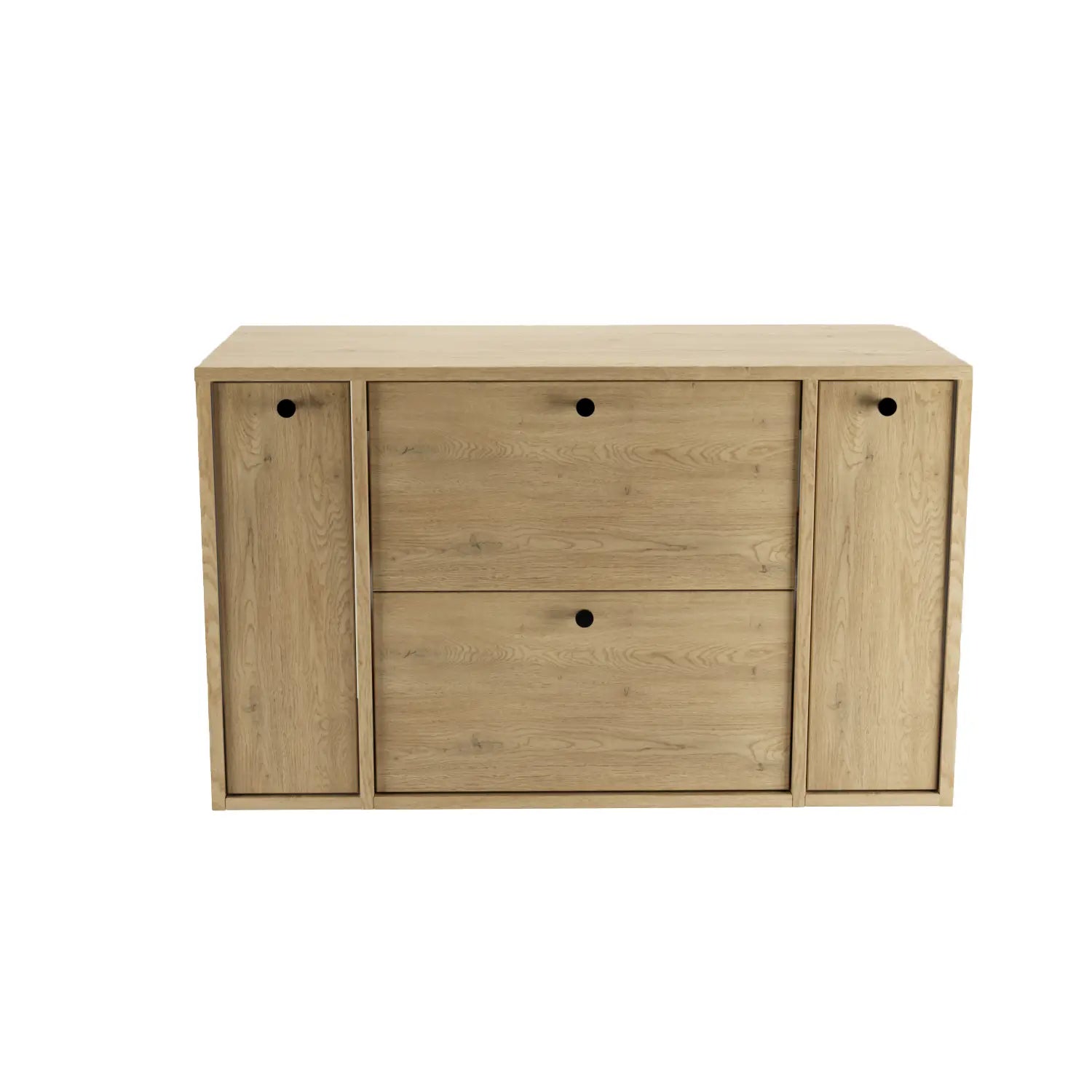 Waschtischunterschrank 100 cm mit 2 Regal, glatte Fronten Belino - Eiche Cremona