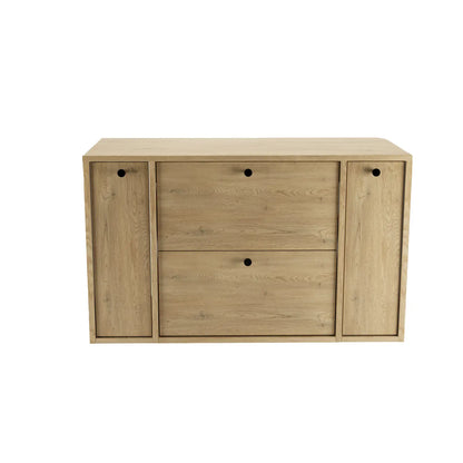 Waschtischunterschrank 100 cm mit 2 Regal, glatte Fronten Belino - Eiche Cremona