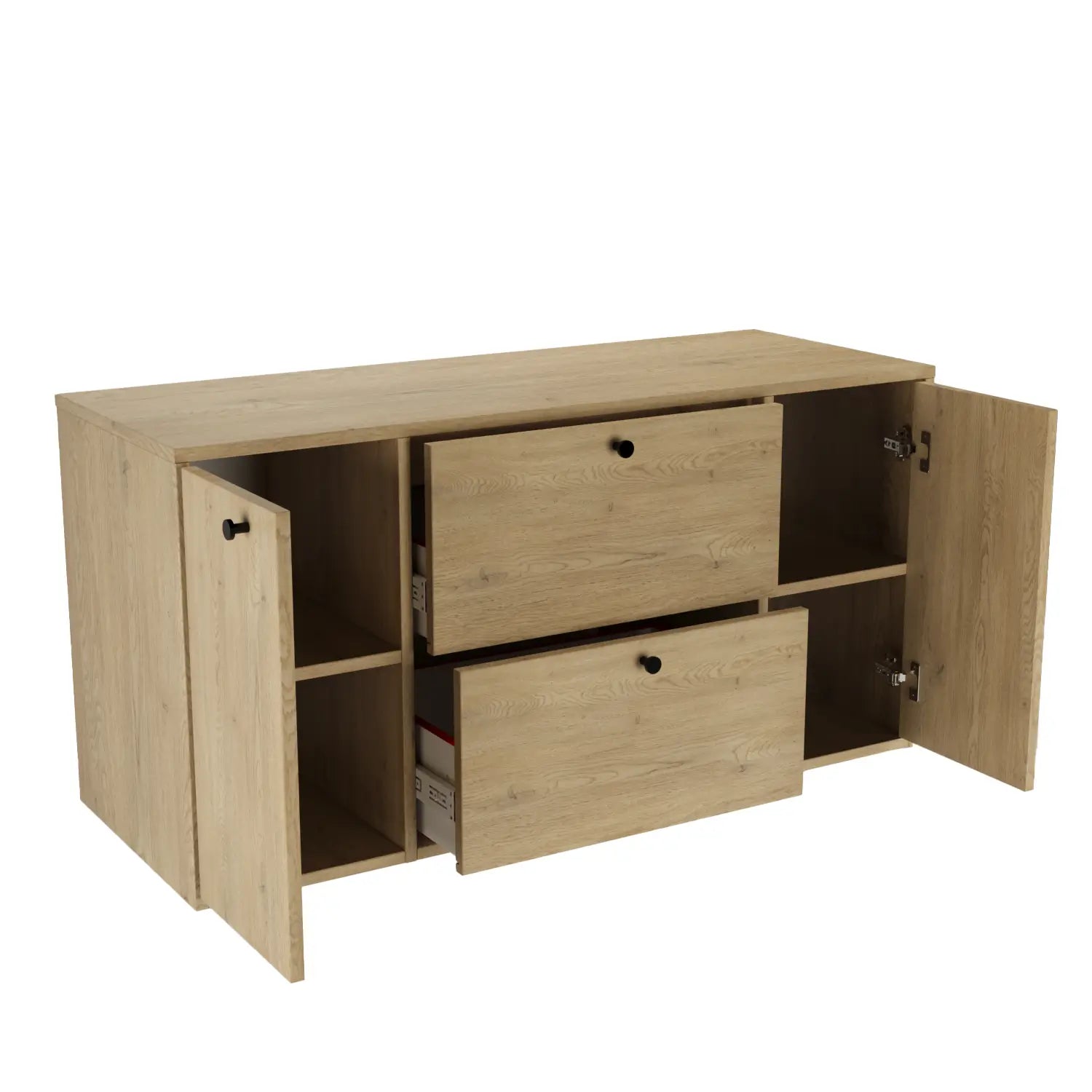 Waschtischunterschrank 120 cm mit 2 Türen und 2 Schubladen Belino - Eiche Cremona