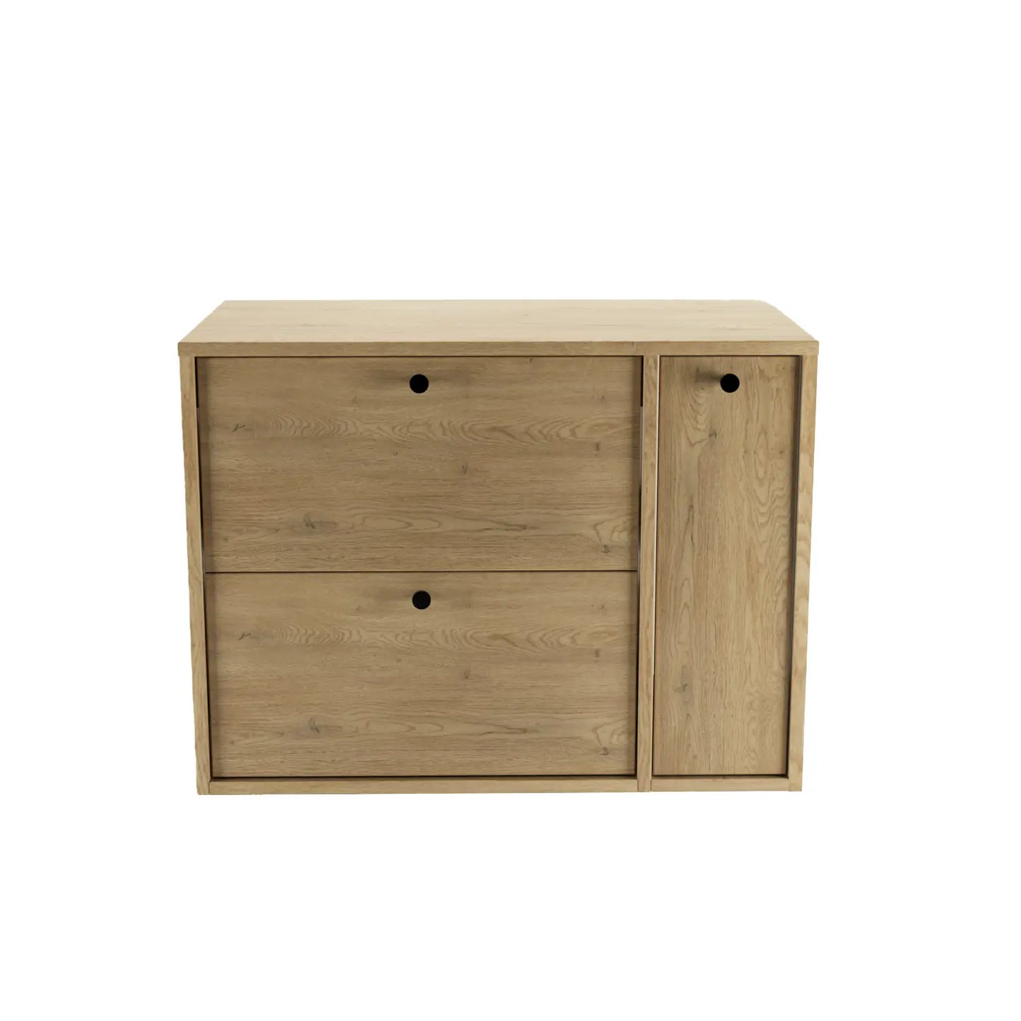 Waschtischunterschrank 80 cm mit Regal, glatte Fronten Belino - Eiche Cremona