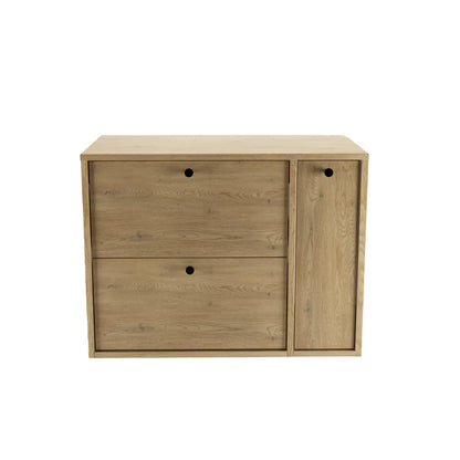 Waschtischunterschrank 80 cm mit Regal, glatte Fronten Belino - Eiche Cremona