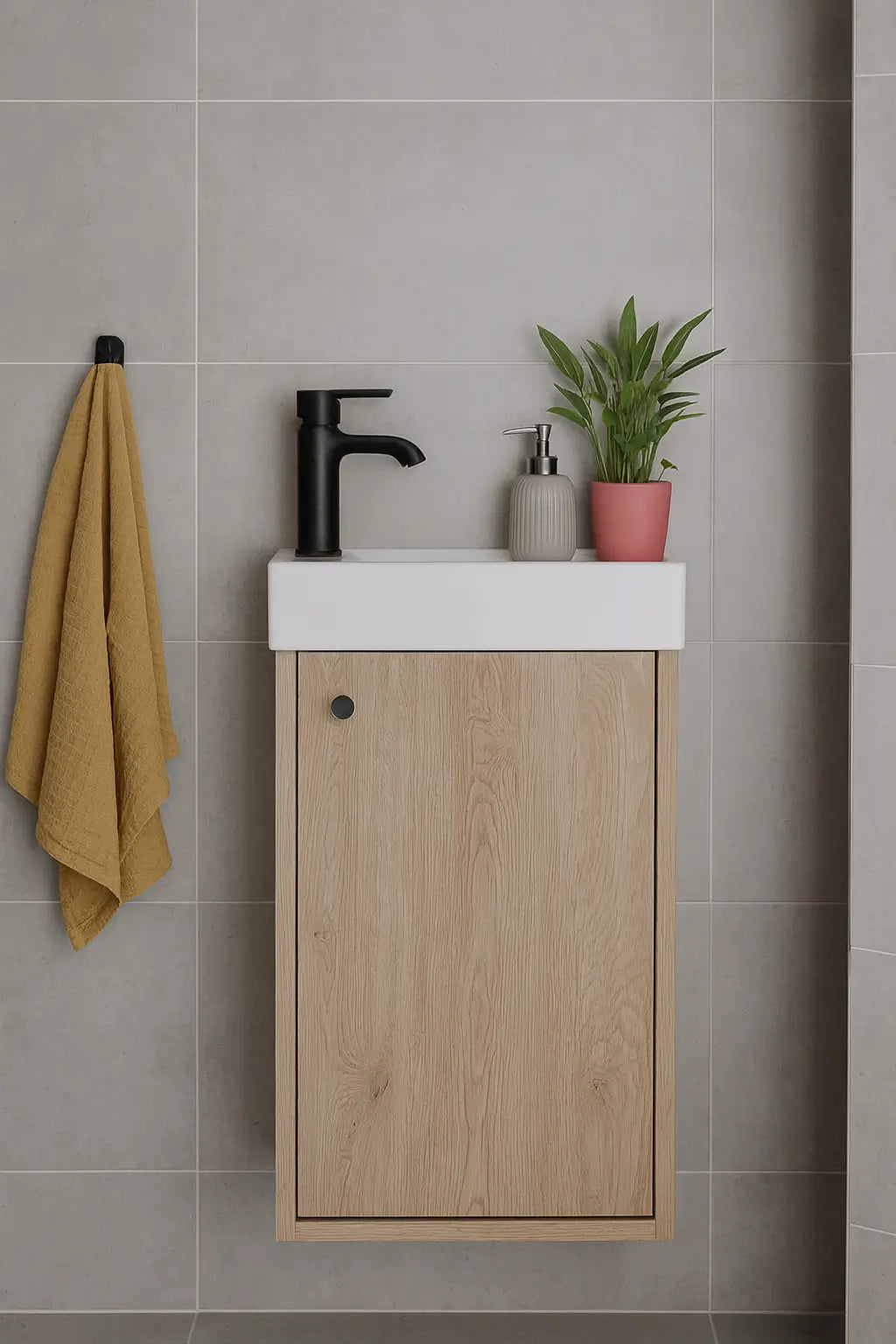 Waschtischunterschrank 40 cm mit Waschbecken Belino - Eiche Cremona