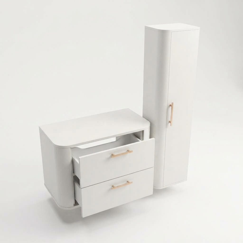 Set aus Waschtischunterschrank und Bad Hochschrank